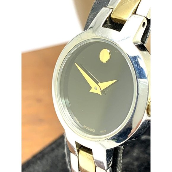 Movado Women's Watch 0606893 Amorosa Black Dial Swiss Quartz 24mm 2-Tone…
